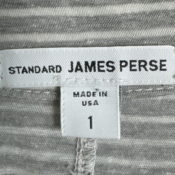 Standard James Perse Sheer Slub Side Panel Shirt Gray White Stripe Size 1 (S) - Picture 7 of 9